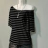 Stylish Striped Gothic Off-Shoulder T-Shirt