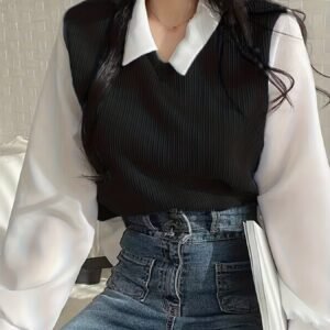 Modern Faux Two-Piece Sweatshirt