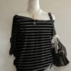 Stylish Striped Gothic Off-Shoulder T-Shirt