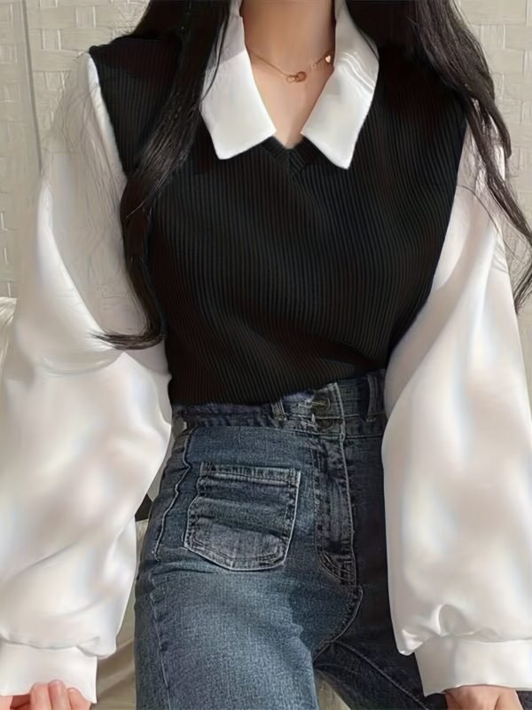 Modern Faux Two-Piece Sweatshirt