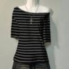 Stylish Striped Gothic Off-Shoulder T-Shirt