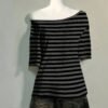 Stylish Striped Gothic Off-Shoulder T-Shirt