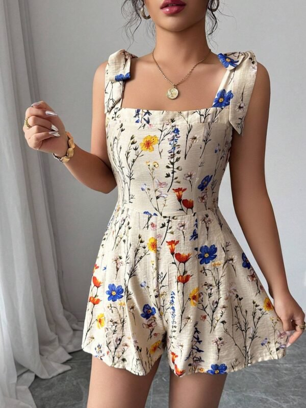 2240c9979350451184bc8bef8a39377f-goods.jpeg Printed Bow-Waist Holiday Jumpsuit