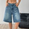 Vintage Wash Wide-Leg Denim Shorts