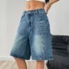 Vintage Wash Wide-Leg Denim Shorts
