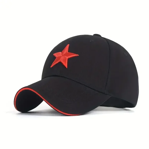 6606b1f7-5747-4aeb-ae19-370462969b82.webp Premium Casual Black Baseball Cap with Red Star