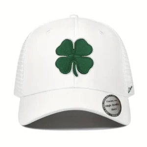 Casual Stylish Baseball Cap with Embroidered Four Leaf Clover