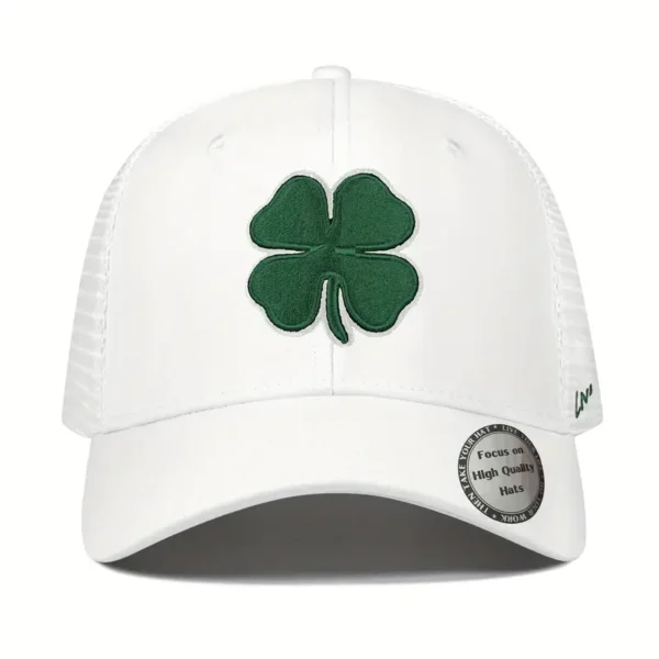 Casual Stylish Baseball Cap with Embroidered Four Leaf Clover
