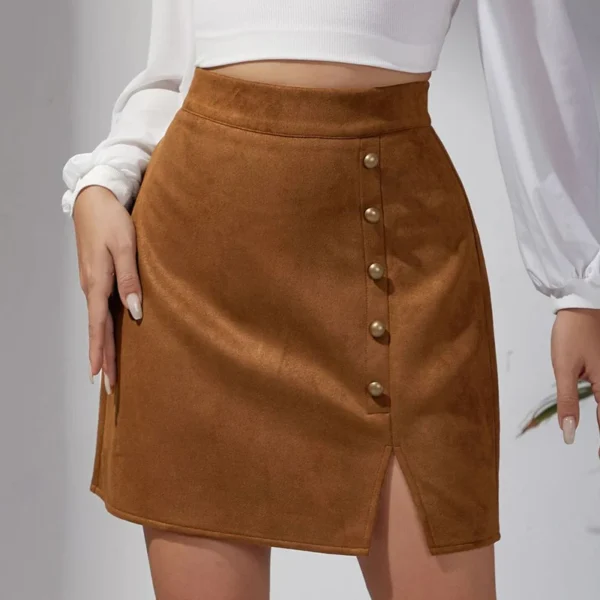 S3b92f97ab69a414e943ee2eaaed7fbe7B.webp Women's Mini Skirt - Faux Suede