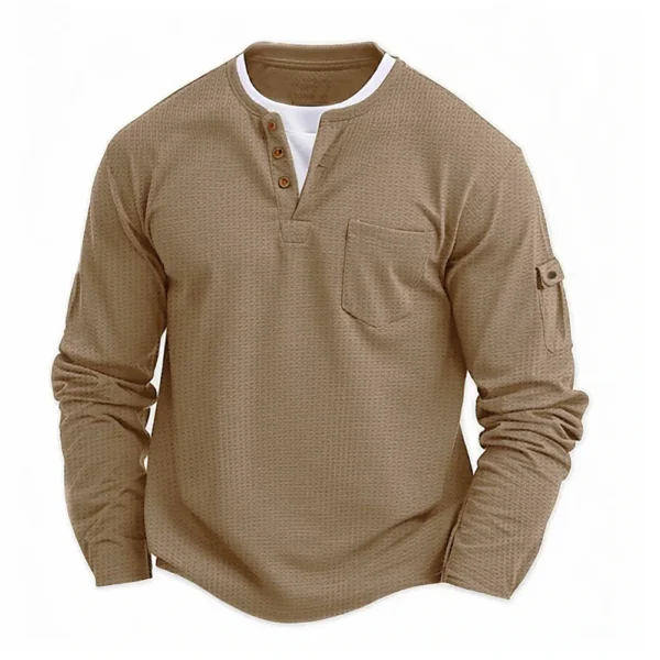 Men's Long Sleeve T-Shirt - Henley