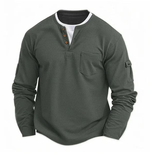 Men's Long Sleeve T-Shirt - Henley