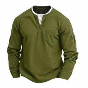 Men's Long Sleeve T-Shirt - Henley