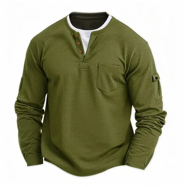 Men's Long Sleeve T-Shirt - Henley