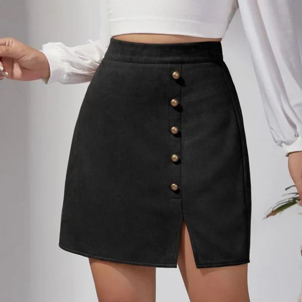 S985f27efd8ea44b58ddbc88802defb8b0.webp Women's Mini Skirt - Faux Suede