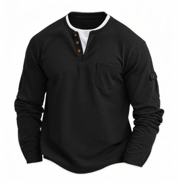 Men's Long Sleeve T-Shirt - Henley