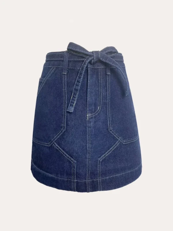 Scd6f97f074ce4f009cc73bb80fb75d63D.webp Women's High Waist Mini Skirt - Denim