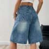 Vintage Wash Wide-Leg Denim Shorts