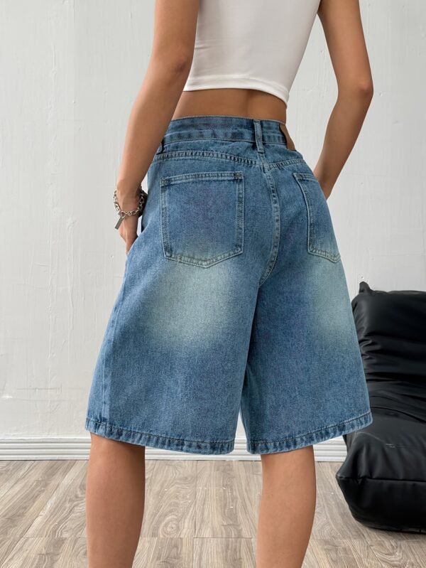 Vintage Wash Wide-Leg Denim Shorts