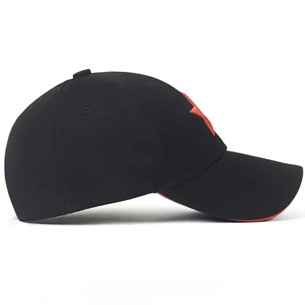 baee0216-cdde-4ec2-a4c1-8e82b29d38b7.webp Premium Casual Black Baseball Cap with Red Star