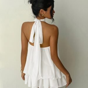 Minimalist White Halter Dress