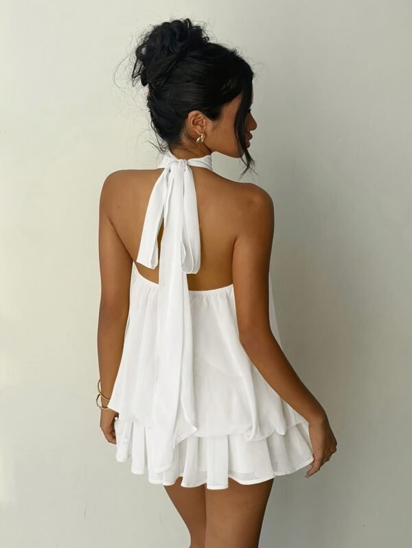 Minimalist White Halter Dress