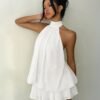 Minimalist White Halter Dress